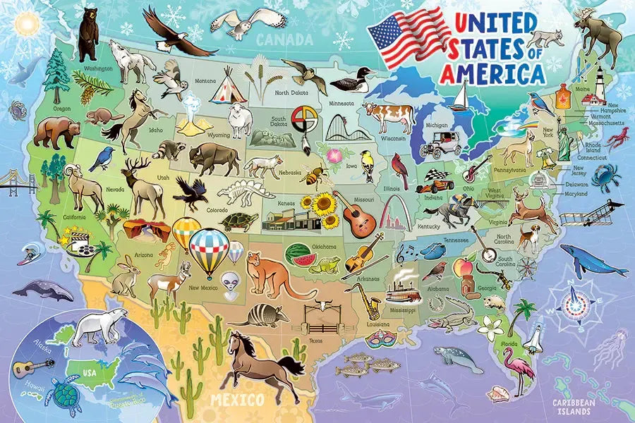 Map of the USA 35 Piece Floor Jigsaw Puzzle Cobble Hill