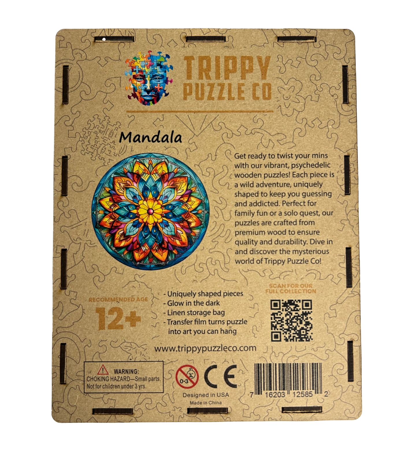 Mandala 300 Piece Wooden Round Jigsaw Puzzle Trippy