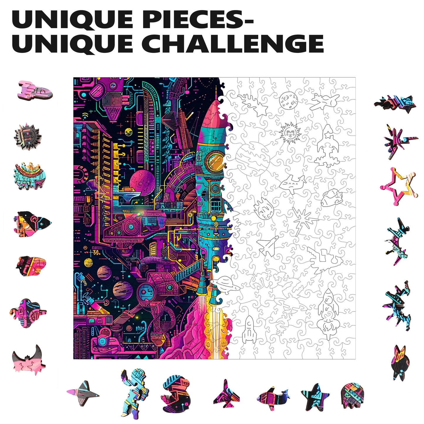 Galactic Gear 300 Piece Wooden Jigsaw Puzzle Trippy