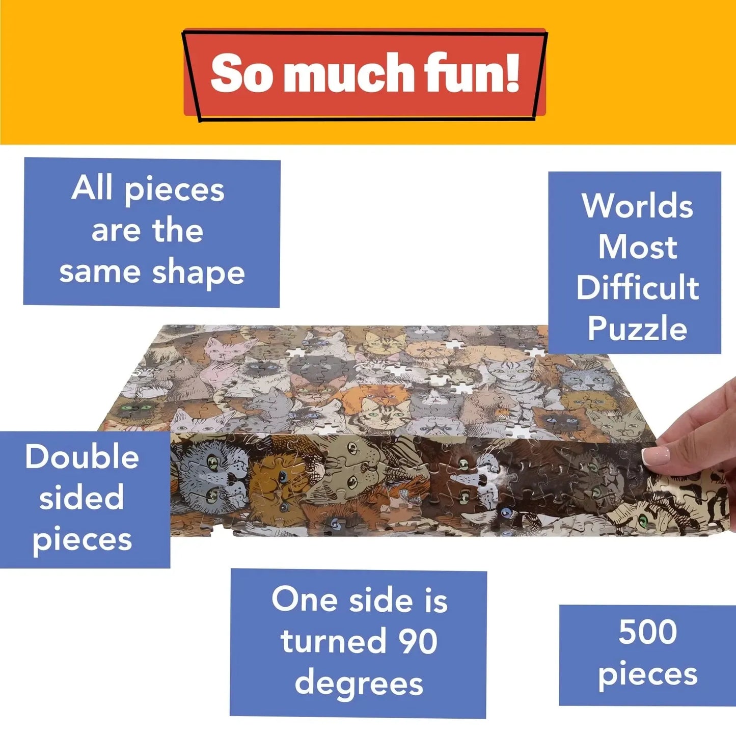 Cats 500 Piece Difficult Double-Sided Jigsaw Puzzle TDC