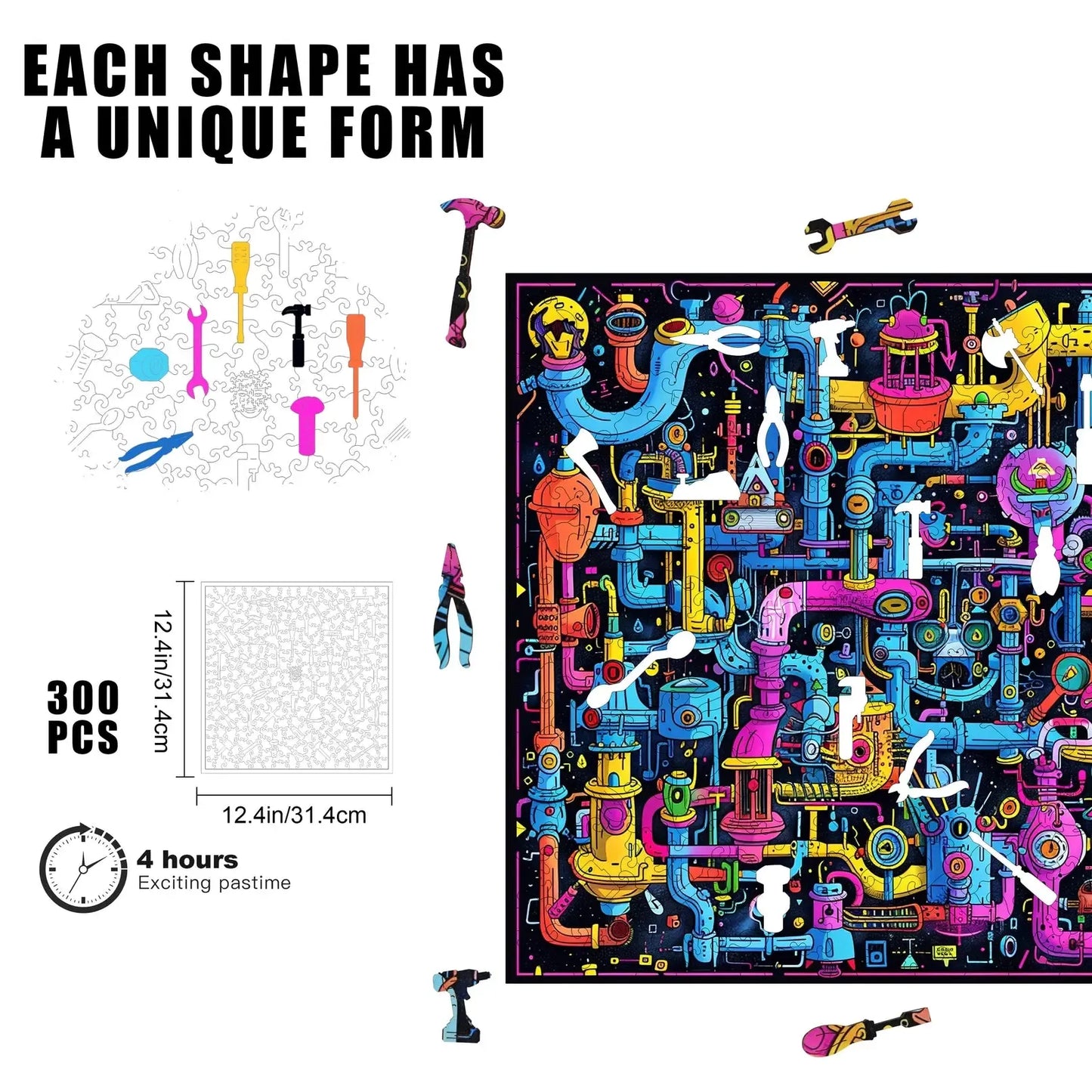 Sci-Fi Sewer 300 Piece Wooden Jigsaw Puzzle Trippy
