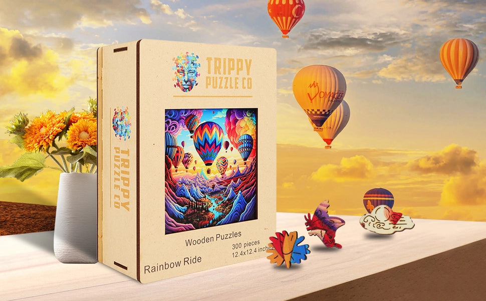 Rainbow Ride 300 Piece Wooden Jigsaw Puzzle Trippy
