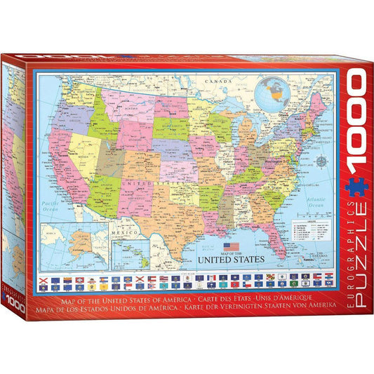 Map of the United States of America 1000 Piece Jigsaw Puzzle Eurographics