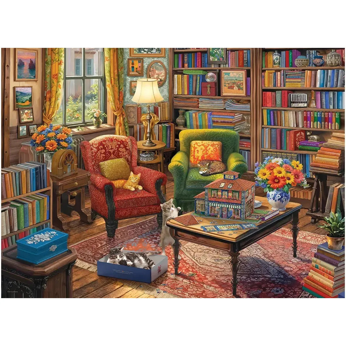 Book, Cats & Puzzles 1000 Piece Jigsaw Puzzle Eurographics