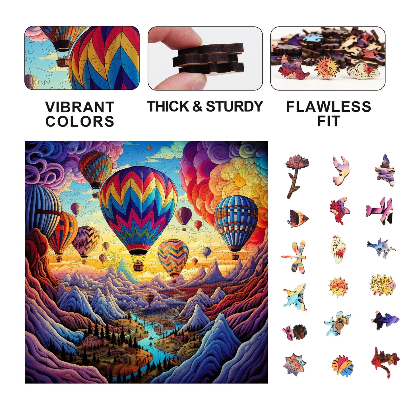 Rainbow Ride 300 Piece Wooden Jigsaw Puzzle Trippy
