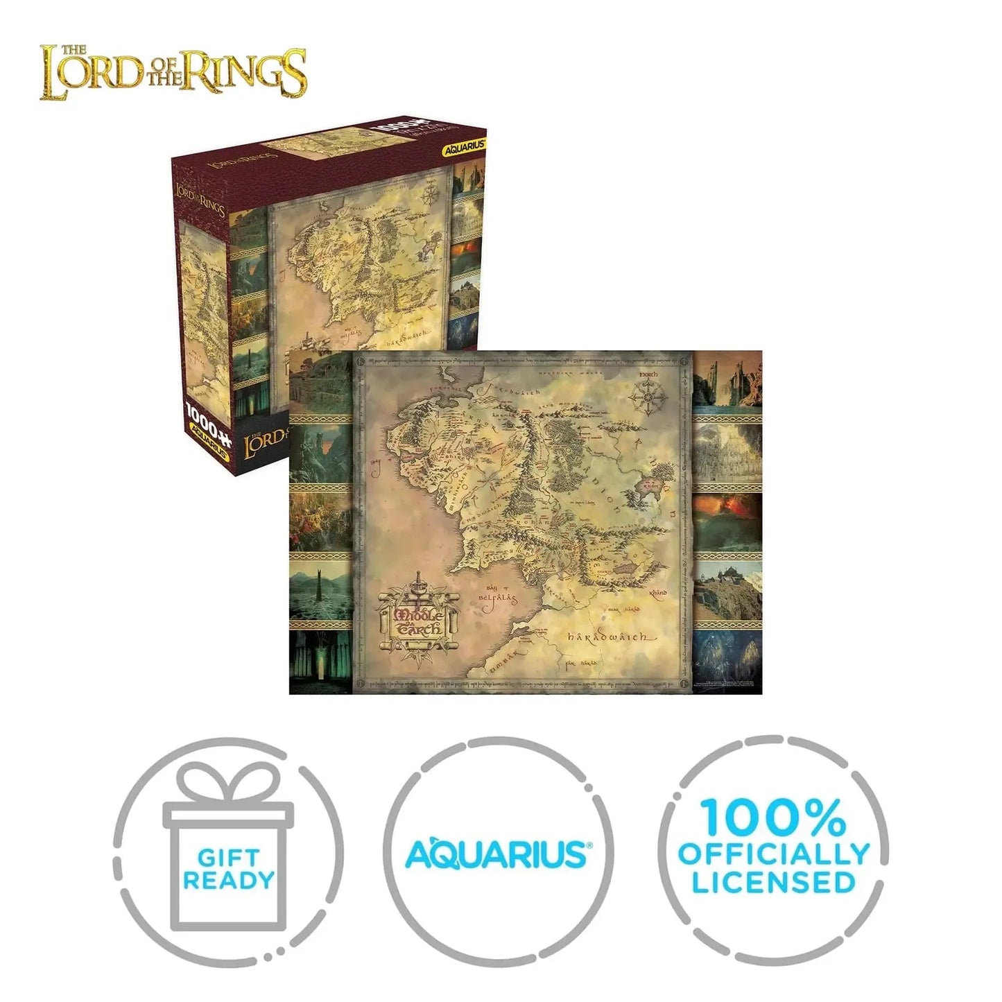 Lord of the Rings Map 1000 Piece Jigsaw Puzzle Aquarius
