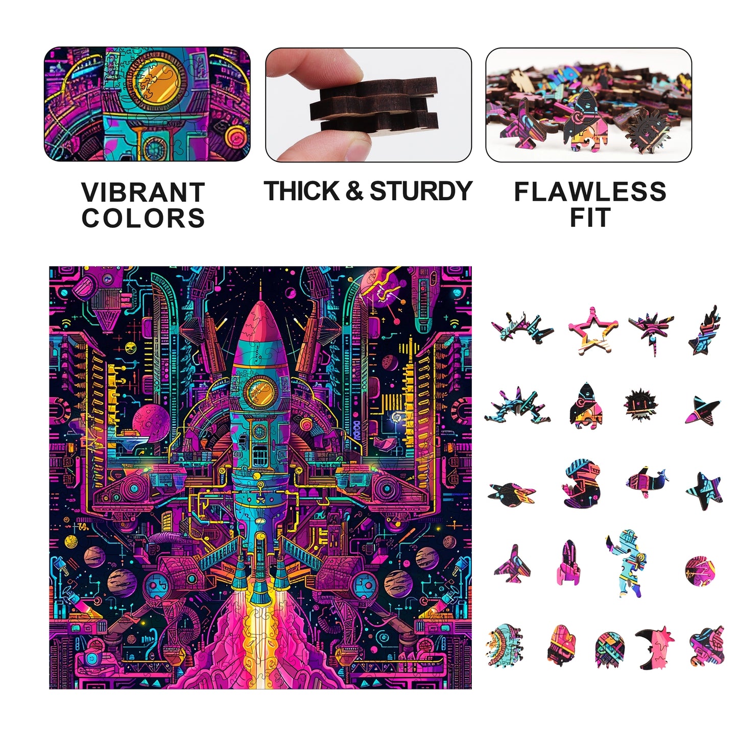 Galactic Gear 300 Piece Wooden Jigsaw Puzzle Trippy