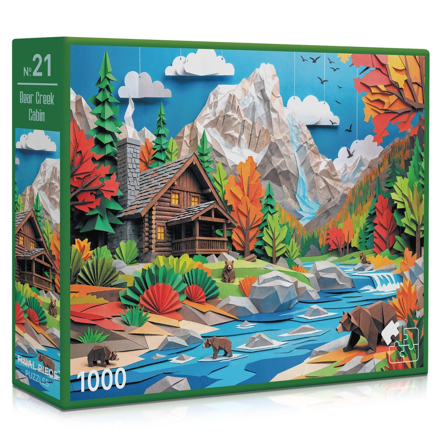 Bear Creek Cabin 1000 Piece Jigsaw Puzzle Final Piece