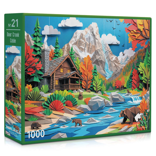 Bear Creek Cabin 1000 Piece Jigsaw Puzzle Final Piece