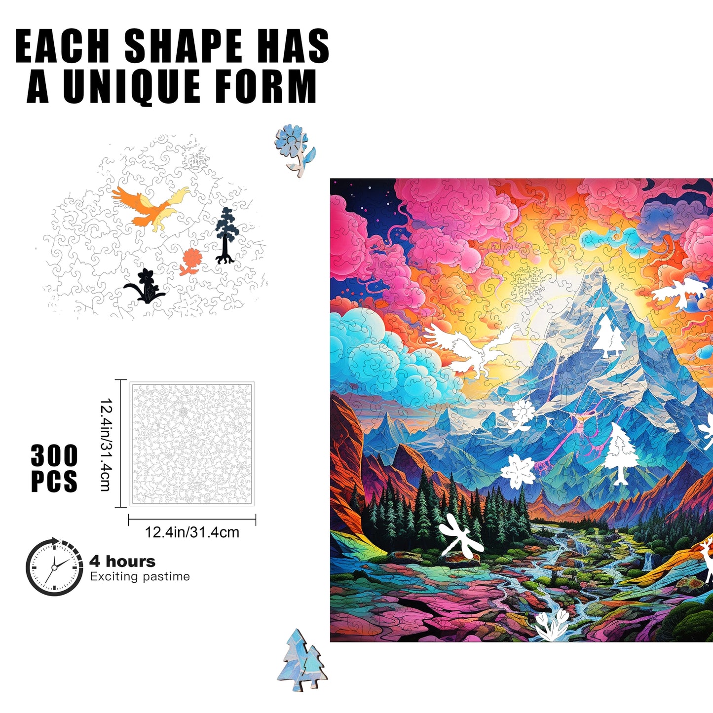 Rocky Ridges 300 Piece Wooden Jigsaw Puzzle Trippy
