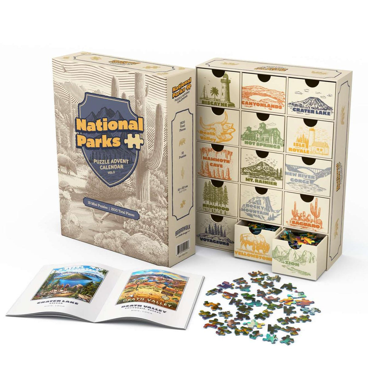 National Parks v2 Advent - 15 Set of 100 Piece Mini Jigsaw Puzzles Boardwalk