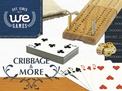 Cribbage & More Travel Game Set- Cards, Board, Pegs, Dice & Pouch - WEG