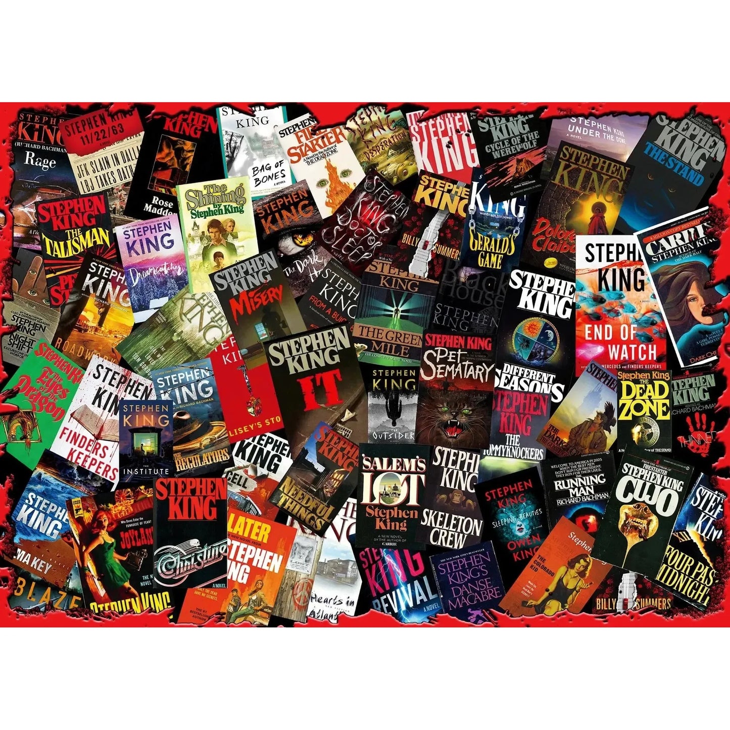 King of Horrors Stephen King Book Covers 1000 Piece Jigsaw Puzzle Toynk