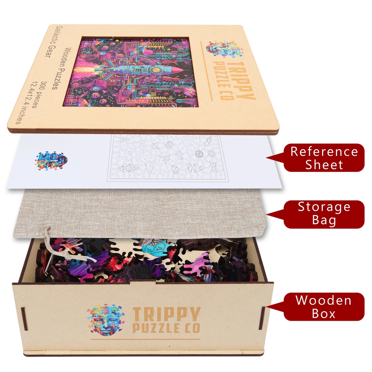 Galactic Gear 300 Piece Wooden Jigsaw Puzzle Trippy