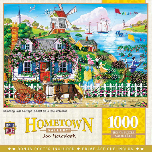 Rambling Rose Cottage Hometown Gallery 1000 Piece Jigsaw Puzzle MasterPieces