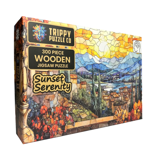 Sunset Serenity 300 Piece Wooden Jigsaw Puzzle Trippy