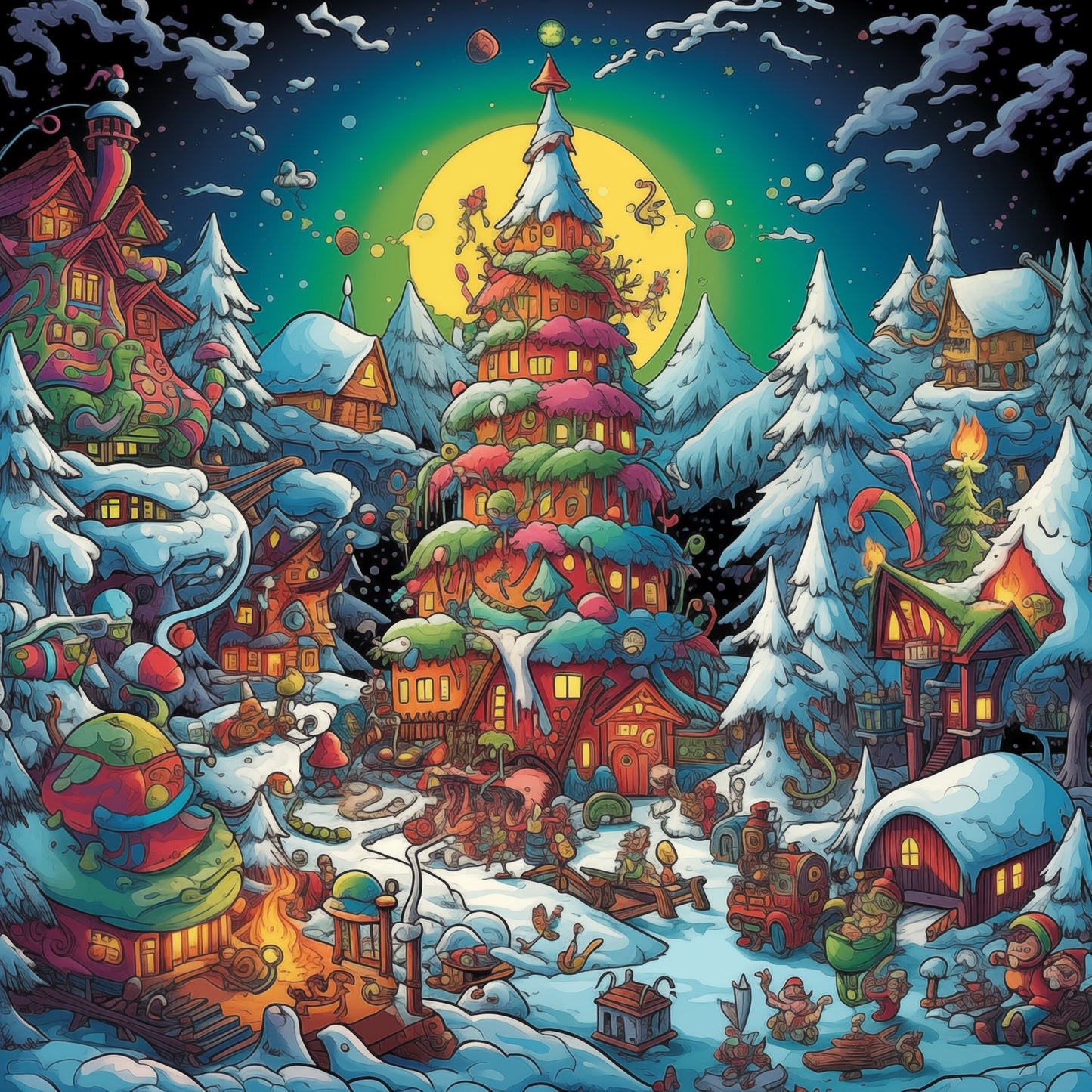 Snowflake Square 300 Piece Wooden Jigsaw Puzzle Trippy