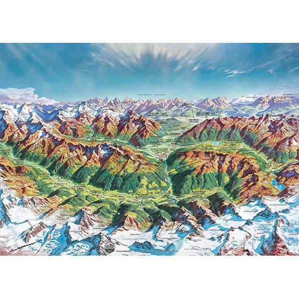 Alpine Mountain World Map Art 2000 Piece Jigsaw Puzzle Heye