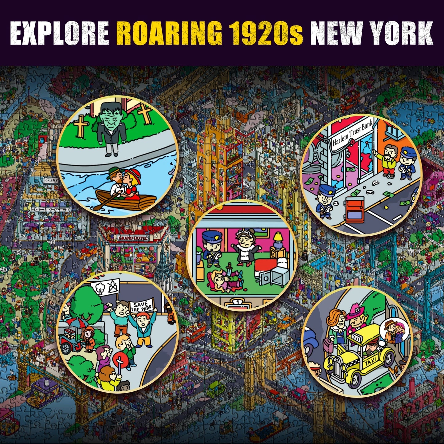 New York Roaring Twenties Mystery 1000 Piece Jigsaw Puzzle Quokka