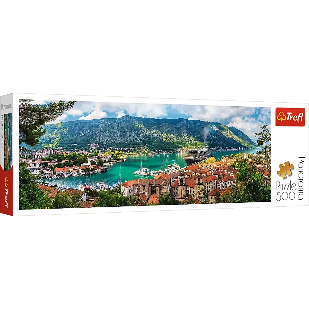 Kotor Montenegro, Adriatic Coast 500 Piece Panoramic Jigsaw Puzzle Trefl