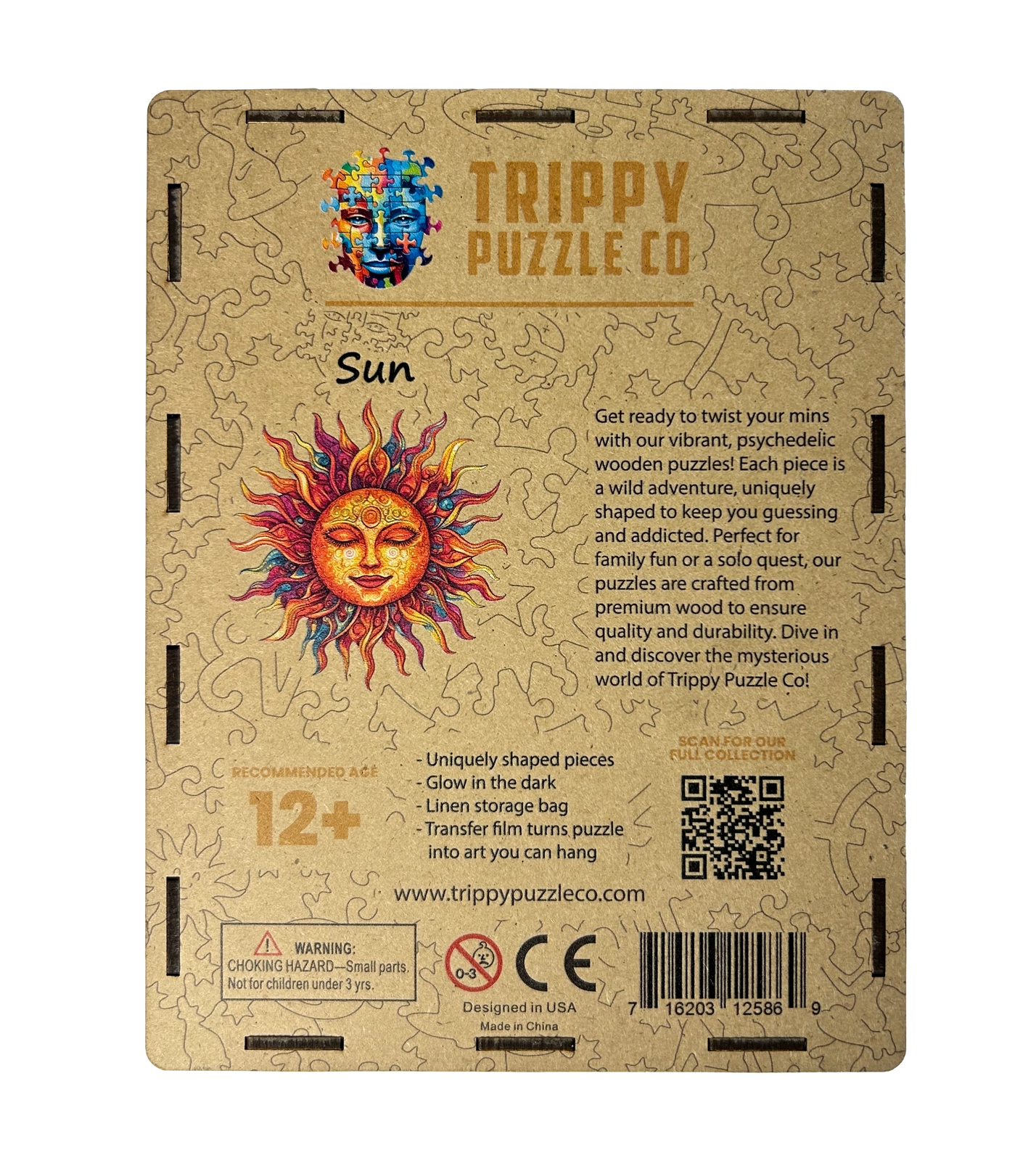 Sun 300 Piece Wooden Shaped Jigsaw Puzzle Trippy