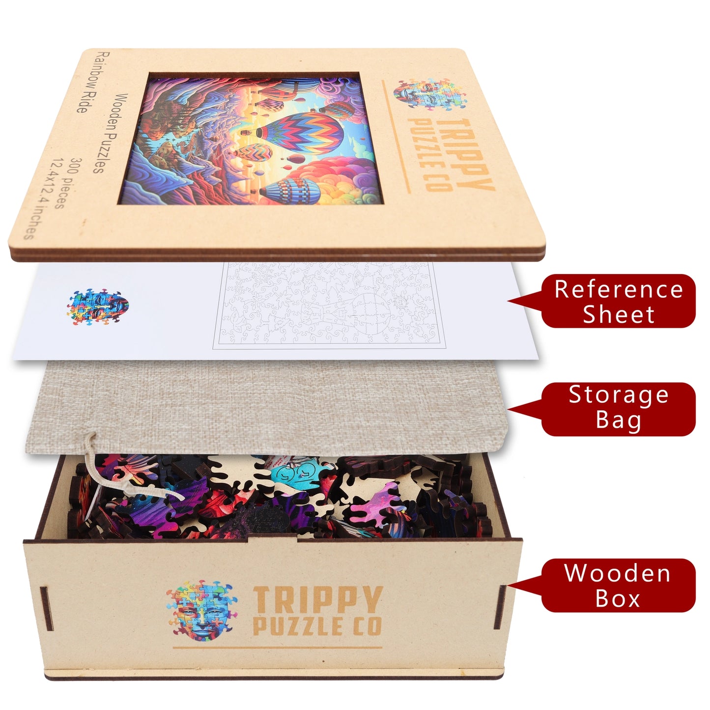 Rainbow Ride 300 Piece Wooden Jigsaw Puzzle Trippy