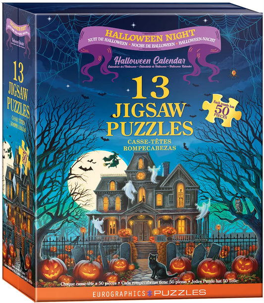 Halloween Night Advent Calendar - 13 Set of 50 Piece Mini Jigsaw Puzzles Eurographics