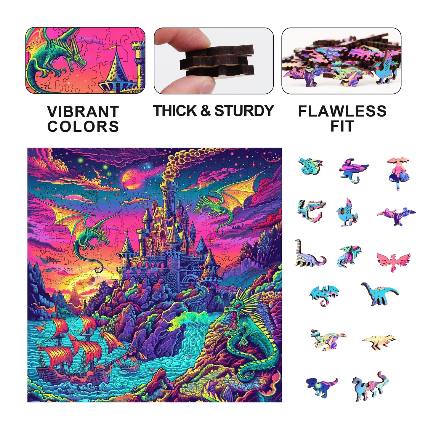 Dragons Dream 300 Piece Wooden Jigsaw Puzzle Trippy