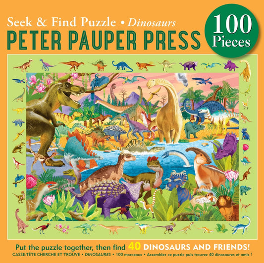 Dinosaurs 100 Piece Seek & Find Jigsaw Puzzle Peter Pauper