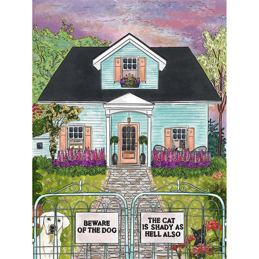 Beware of the Dog... Cat is Shady... 1000 Piece Soft Touch Jigsaw Puzzle Ellembee