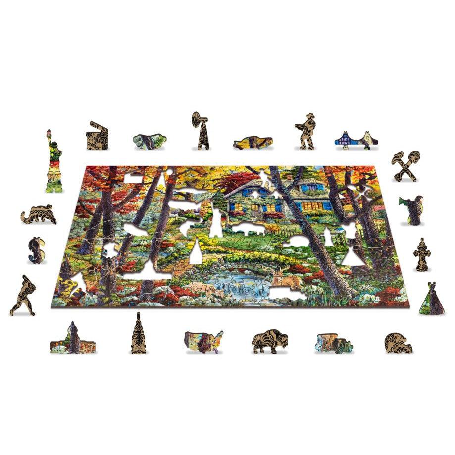 A Cottage in the Woods 400 Piece Wood Jigsaw Puzzle Wooden City ...