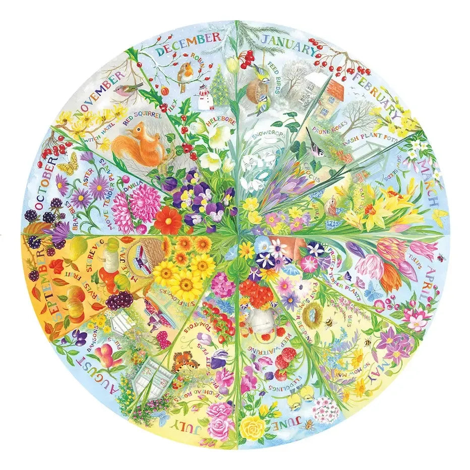 A Year in the Garden 500 Piece Round Jigsaw Puzzle Gibsons