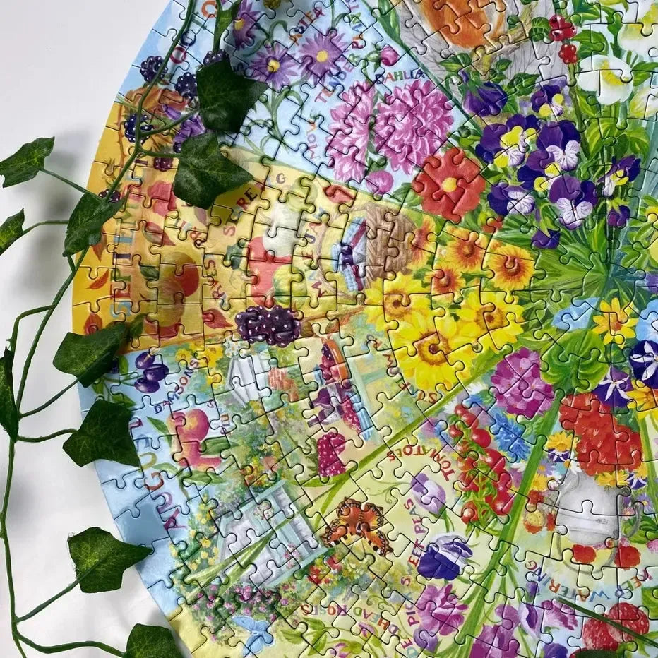 A Year in the Garden 500 Piece Round Jigsaw Puzzle Gibsons