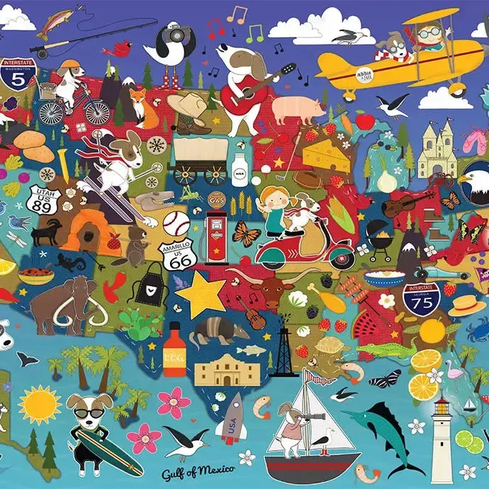 Abbie & Jack Across the USA 1000 Piece Soft Touch Jigsaw Puzzle Crown Point