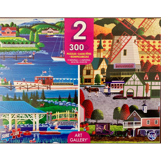 Adirondacks & Solvang 2 Pack 300 Piece Jigsaw Puzzles Sure Lox