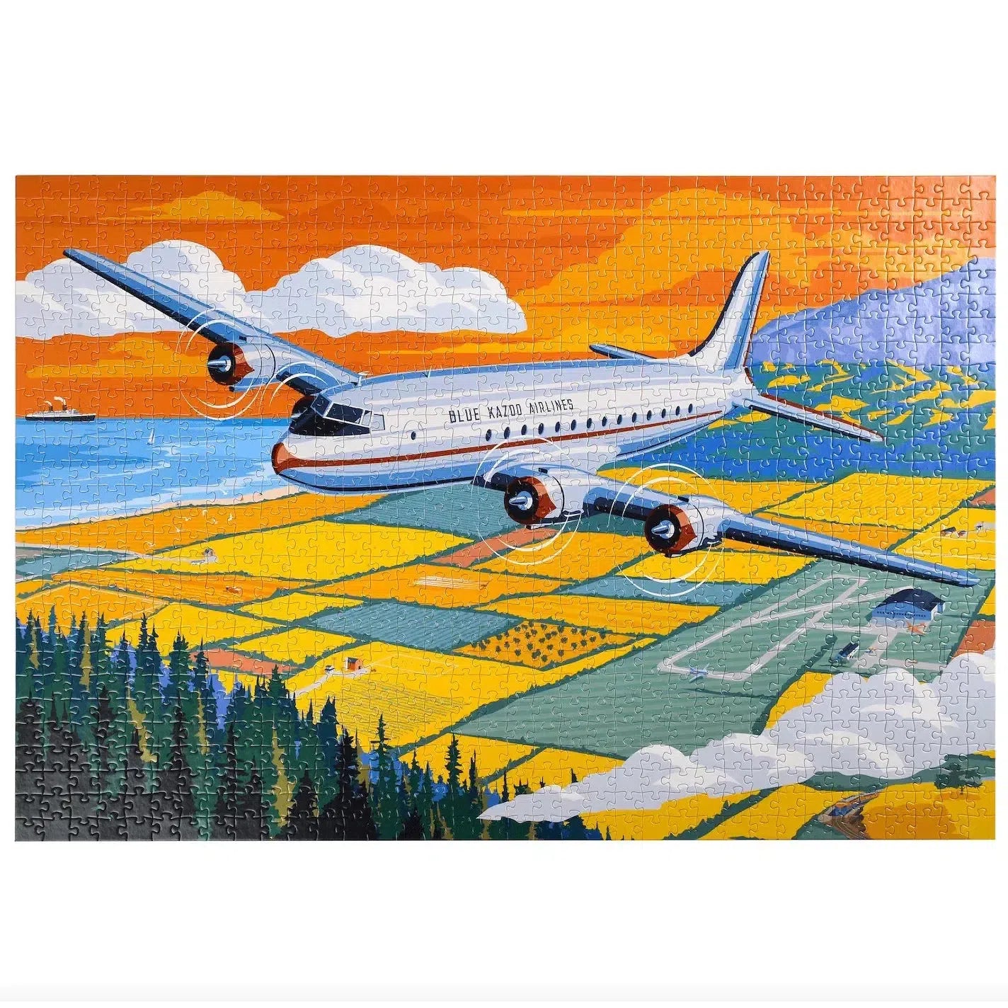 Airplane 1000 Piece Jigsaw Puzzle Blue Kazoo