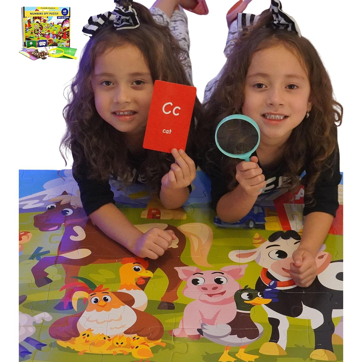 Alphabets Spy 48 Piece Floor Jigsaw Puzzle with Flashcards & Magnifying Glass