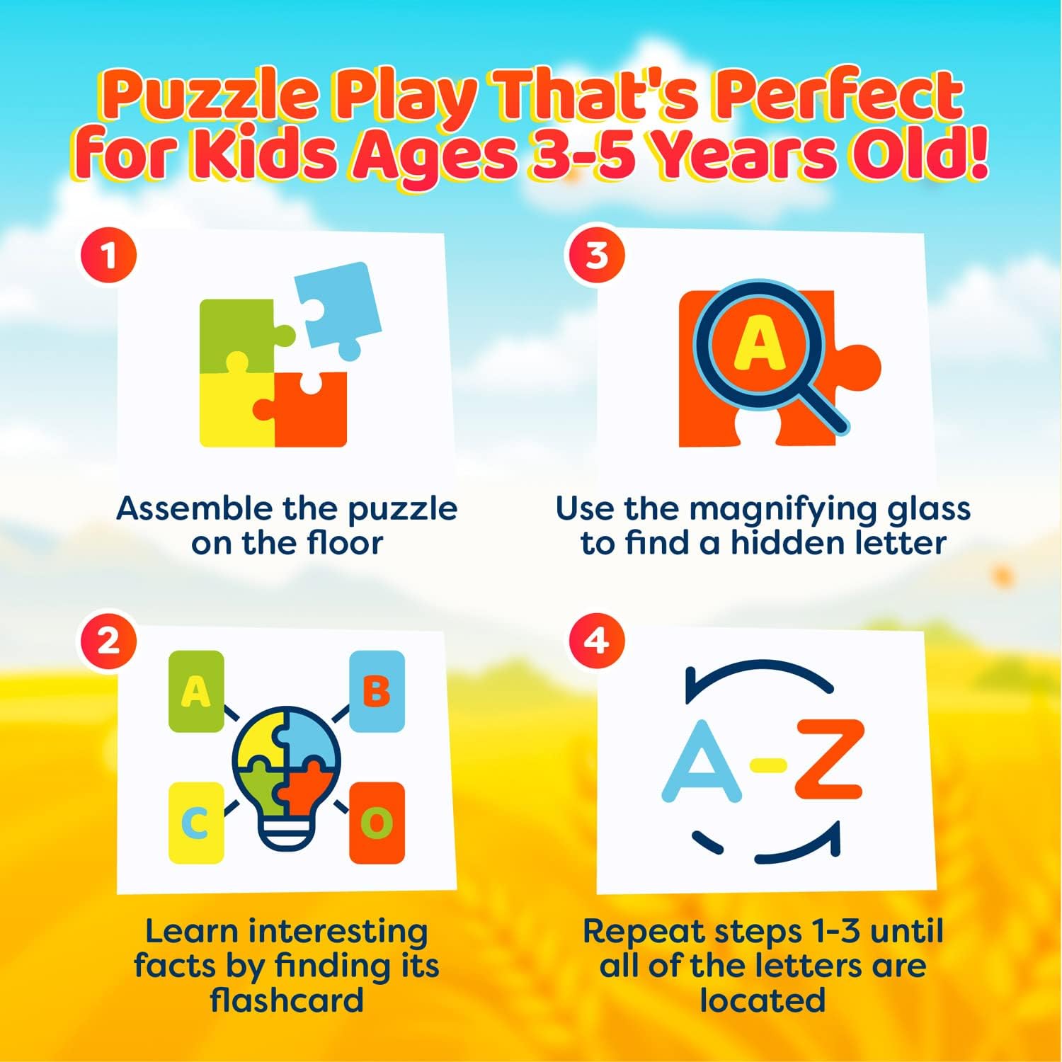 Alphabets Spy 48 Piece Floor Jigsaw Puzzle with Flashcards & Magnifying Glass