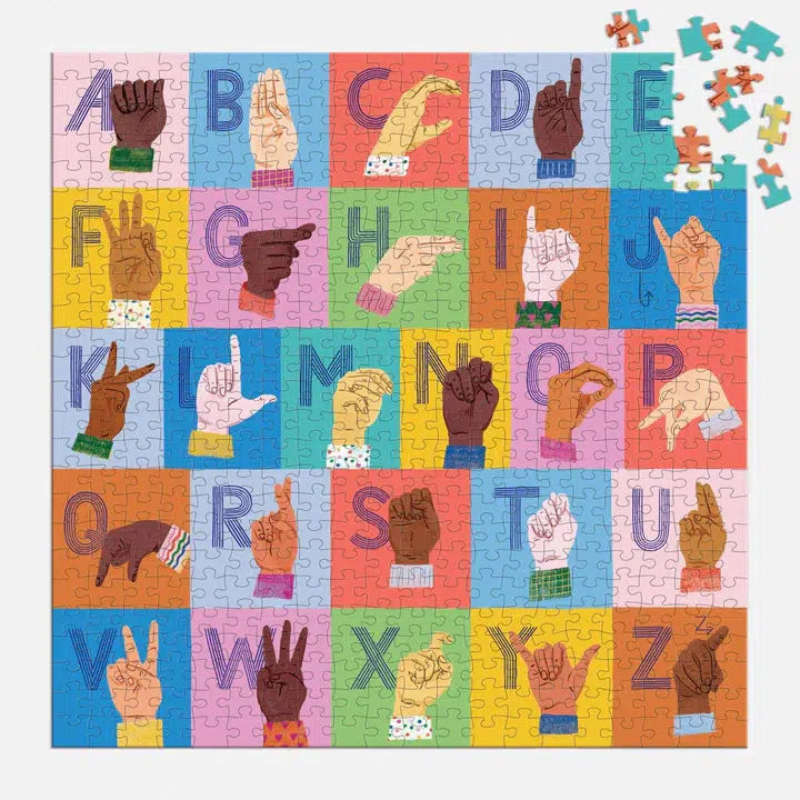 American Sign Language Alphabet 500 Piece Jigsaw Puzzle Mudpuppy