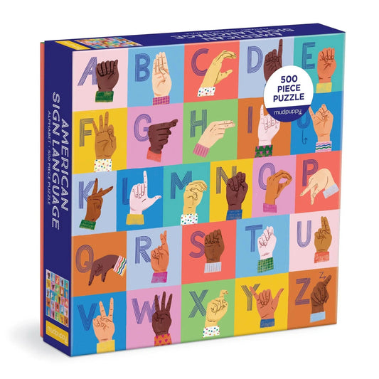 American Sign Language Alphabet 500 Piece Jigsaw Puzzle Mudpuppy
