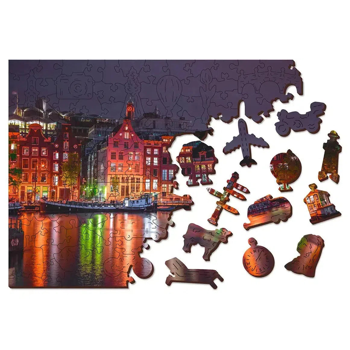 Amsterdam by Night 150 Piece Wood Jigsaw Puzzle Wooden City