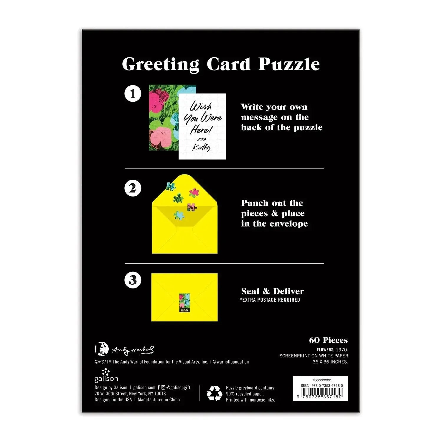 Andy Warhol Flowers Greeting Card 60 Piece Jigsaw Puzzle Galison