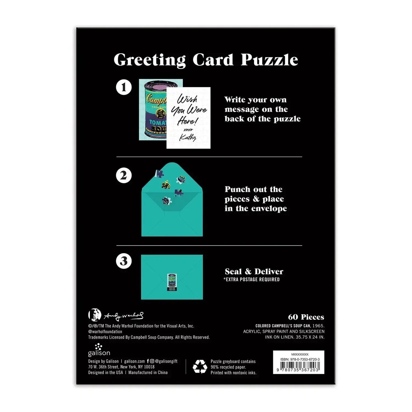 Andy Warhol Soup Can Greeting Card 60 Piece Jigsaw Puzzle Galison