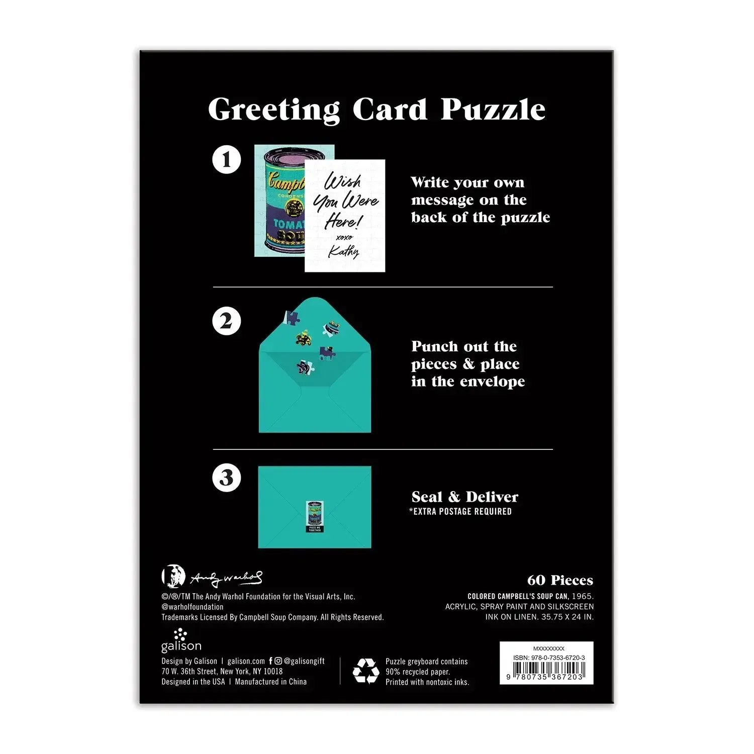 Andy Warhol Soup Can Greeting Card 60 Piece Jigsaw Puzzle Galison