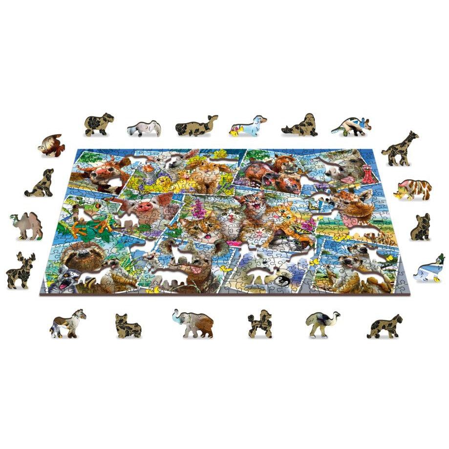 Animal Postcards 505 Piece Wood Jigsaw Puzzle Wooden City