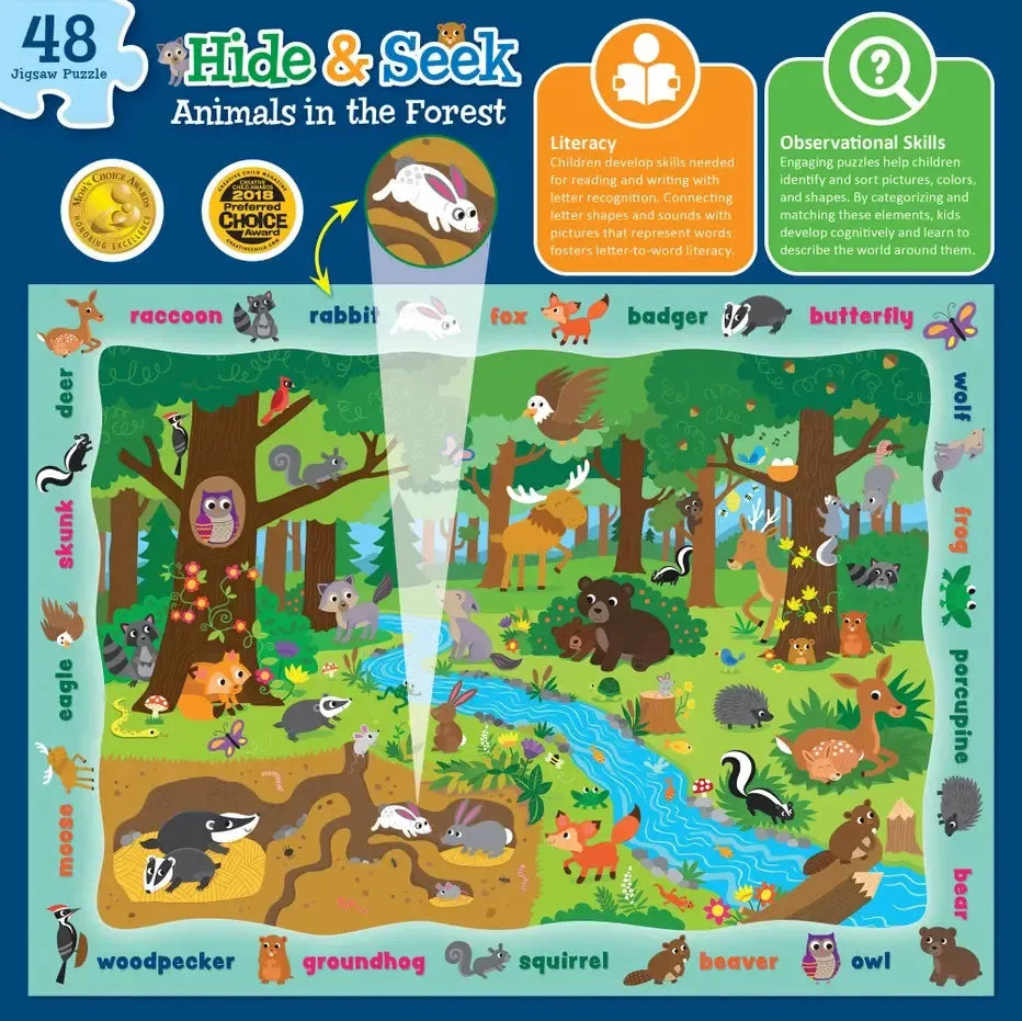 Animals in the Forest Hide & Seek 48 Piece Jigsaw Puzzle MasterPieces