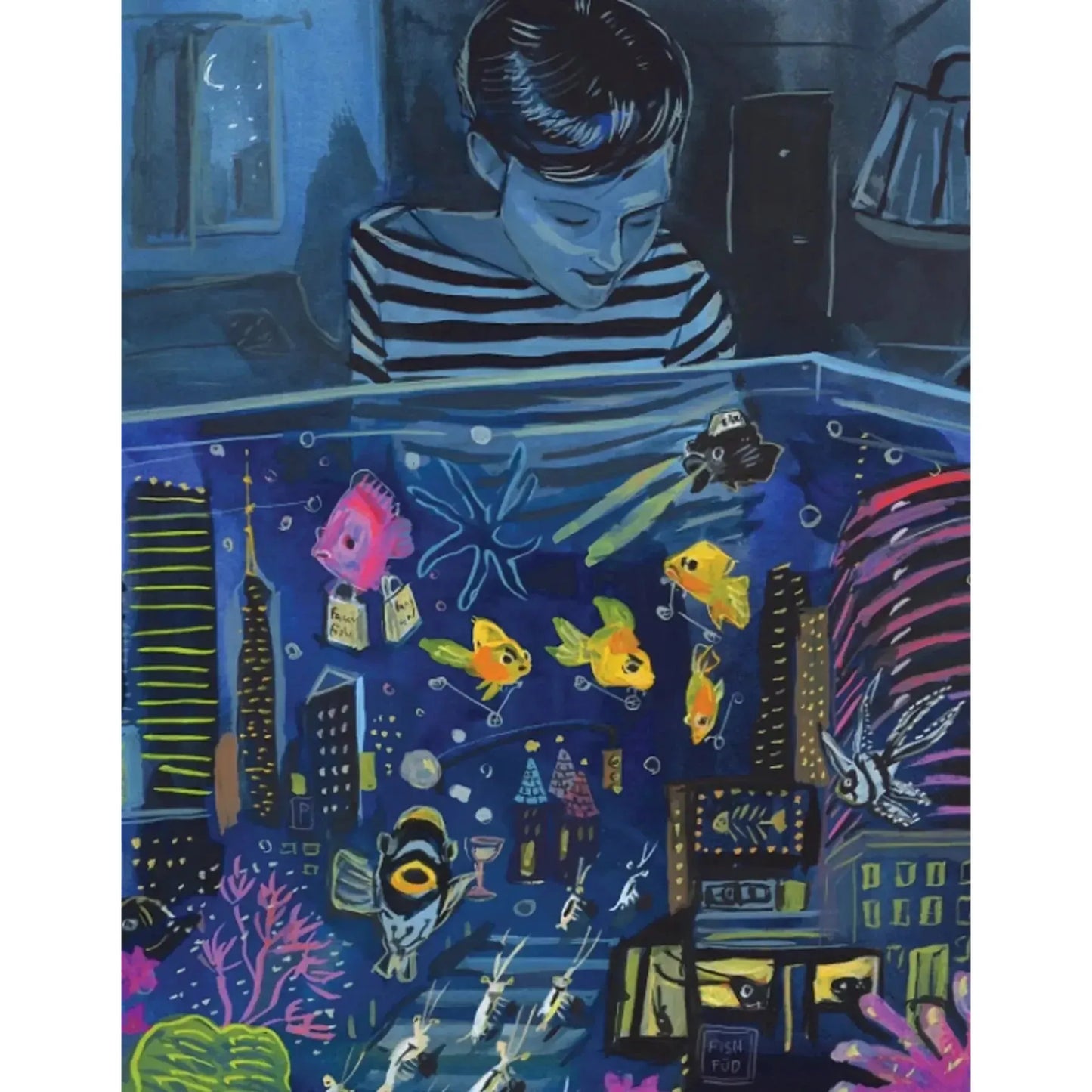 Aquarium Nightlife by Jenny Kroik 100 Piece Mini Jigsaw Puzzle NYPC