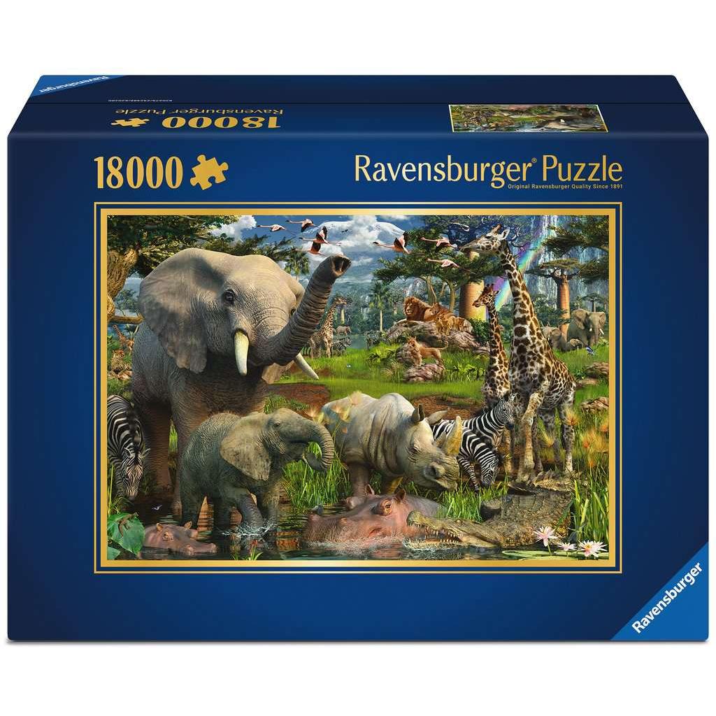RAVENSBURGER AT THE WATERHOLE 18000 PIECE JIGSAW PUZZLE: NEW RAVENSBURGER AT THE WATERHOLE 18000 PIECE JIGSAW PUZZLE: NEW