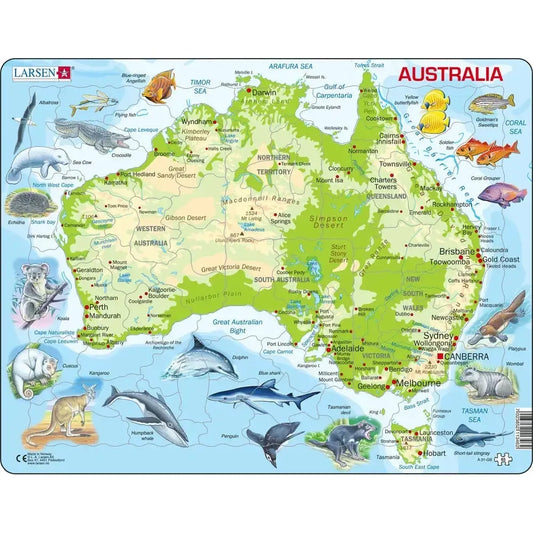 Australia Topographic Map 65 Piece Tray Jigsaw Puzzle Larsen