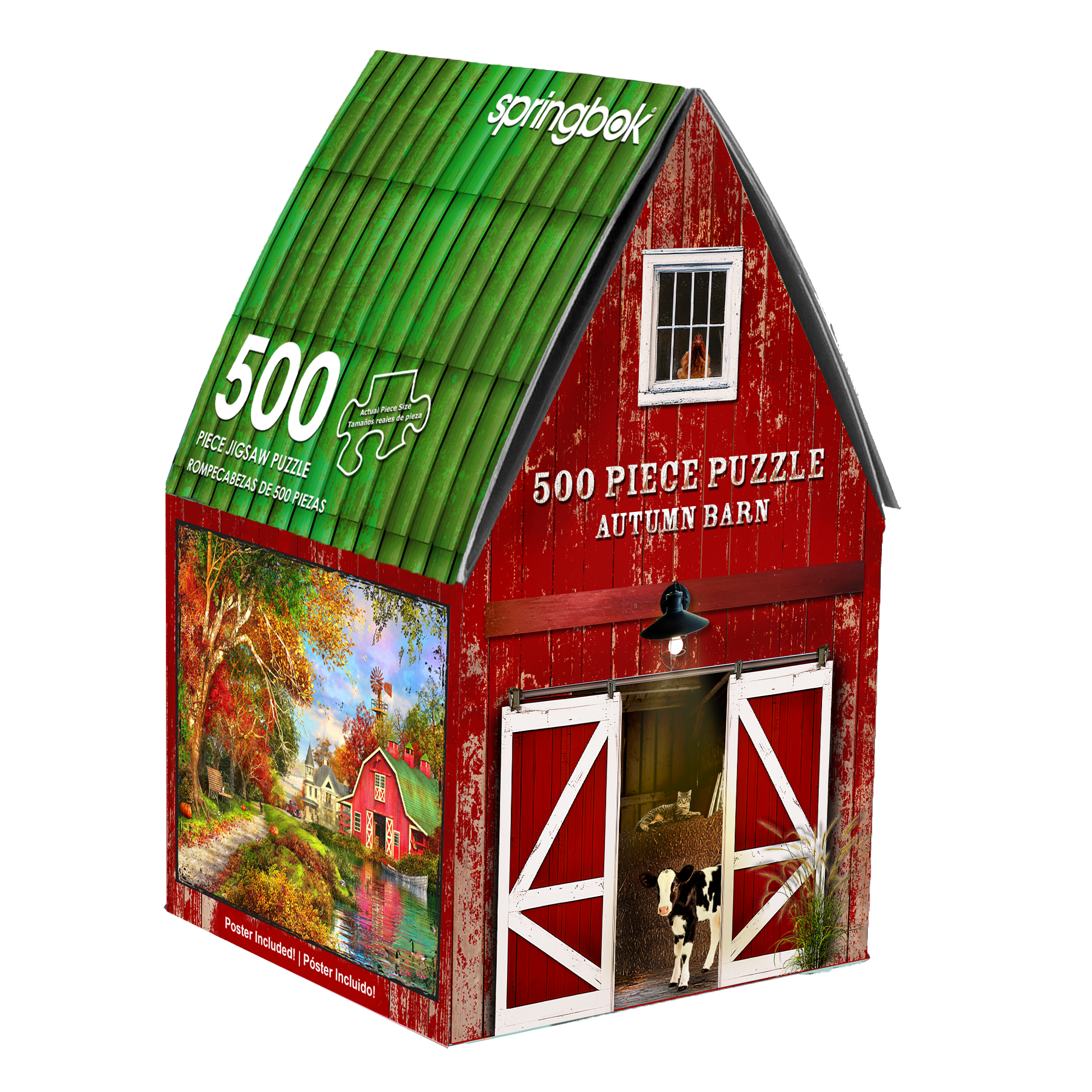 Autumn Barn 500 Piece Jigsaw Puzzle in Shaped Box Springbok